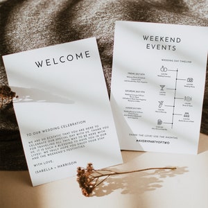 KENNEDY Wedding Welcome Letter & Timeline Template, Modern Wedding Order of Events, Wedding Day Timeline Printable, Wedding Schedule Instant