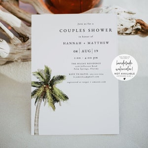 MONA Couples Shower Invitation Printable, Tropical Couples Shower Invite, Palm Tree Engagement Celebration, Island Beach Themed Party DIY