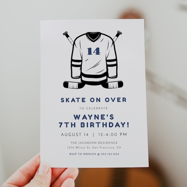 WAYNE Hockey Birthday Invitation Template Sports Themed Birthday Invite Printable Ice Hockey Themed Boy Birthday Digital Evite