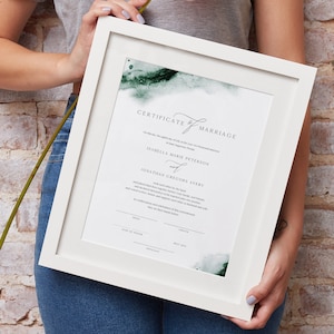SMARAGDGRÜN Aquarell Heiratsurkunde Vorlage, Tropische Hochzeit Heiratsurkunde Printable, Boho Heiratsurkunde Andenken