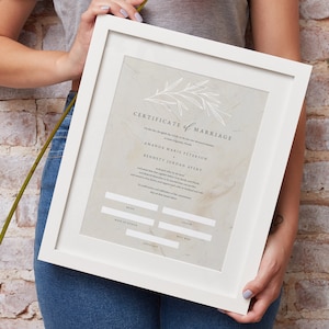 ODETTE | Botanische Heiratsurkunde Vorlage, Taupe Heiratsurkunde Printable, Boho Heiratsurkunde Andenken Sofort