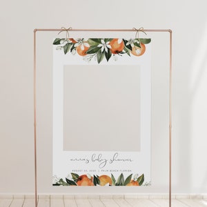 Orange Photo Prop Frame Template, Cutie Baby Shower Photo Frame Prop Printable, Citrus Garden Fruit Photo Booth Frame Prop DIY CALLIOPE