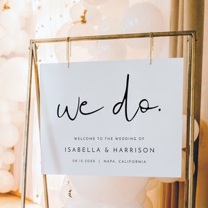 ADELLA Minimalist Wedding Welcome Sign, We Do Welcome Sign, Welcome Poster, Modern Wedding, Instant Download Editable, Contemporary image 2