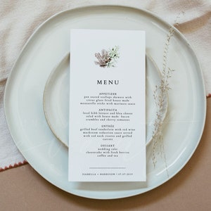 ALANA Beach Wedding Menu Template, Coral Wedding Menu Cards, Ocean Themed Menu Cards, Tropical Wedding Menu, Tropical Bridal Shower Menu