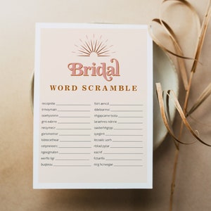 Retro 70&#39;s Word Scramble Bridal Shower Game Printable Template TRIXIE
