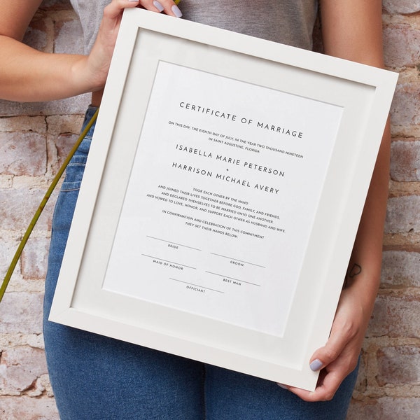 Marriage Certificate Frame Etsy