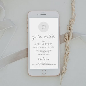 ADELLA Minimalist Business Text Message Invitation Template, Modern You&#39;re Invited Evite Instant Download, Business Invitation,