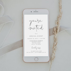 ADELLA Minimalist You're Invited Text Message Invitation Template, Minimalist You're Invited Evite Instant Download, Business Invitation