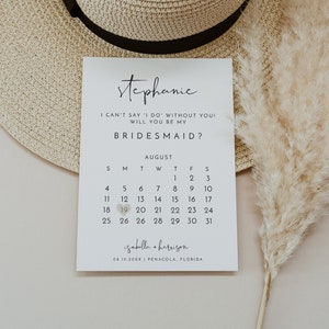 ADELLA Calendário Minimalista Proposta de Madrinha, Você Será Minha Cartão de Madrinha, Proposta de Madrinha Moderna, Você Será Minha Madrinha de Honra