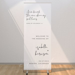 ADELLA Minimalist Long Wedding Welcome Banner, Wedding Welcome Sign, Song of Solomon Welcome Retractable Banner, Tall Modern Welcome Sign