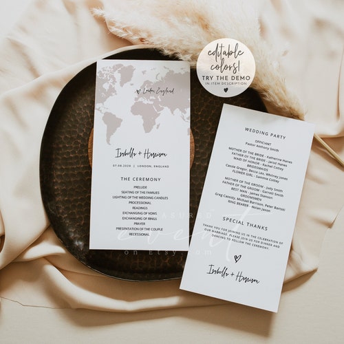 Infographic Wedding Program Template Editable Timeline Our Etsy Canada