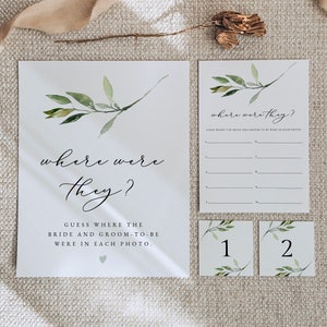 ISABELLA Where Were They Bridal Shower Game, Printable Bridal Shower Games, Greenery Bridal Shower Game, Elegant Bridal Shower Game Instant