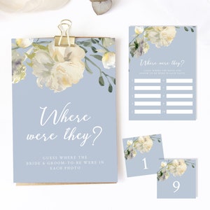 FAYE | Dusty Blue Where Were They Bridal Shower Game Template, Where Were They Game, Printable Bridal Shower Games, Bridal Shower Games