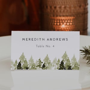 Rustic Pine Place Card Template, Wedding Place Cards, Printable Escort Cards, Printable Place Cards, Instant Download Name Cards - JENNA