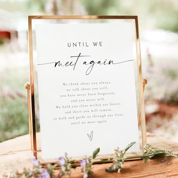BLAIR PRINTED + SHIPPED In Loving Memory Sign, 8x10" Until We Meet Again Sign, In Memorial Sign, Wedding Memorial Sign, Watching From Heaven