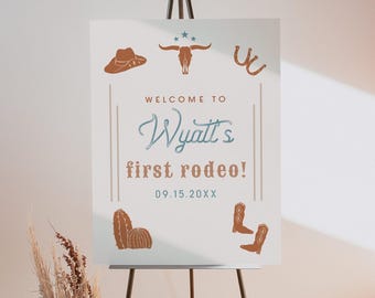 Rodeo 1st Birthday Welcome Sign, Cowboy Birthday Welcome Sign Printable, Boy First Birthday Welcome Sign, Texas Ranch Desert Cowboy WYNONA