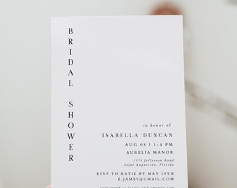 HARPER Minimalist Bridal Shower Invitation Template, Modern Bridal Shower Invitation, Minimal Bridal Shower, Simple Bridal Shower Invite