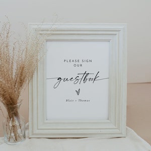 BLAIR Wedding Guest Book Sign, Please Sign Our Guestbook Sign Printable, Modern Guest Book Sign, Minimalist Guestbook Sign, Boho Guestbook image 4