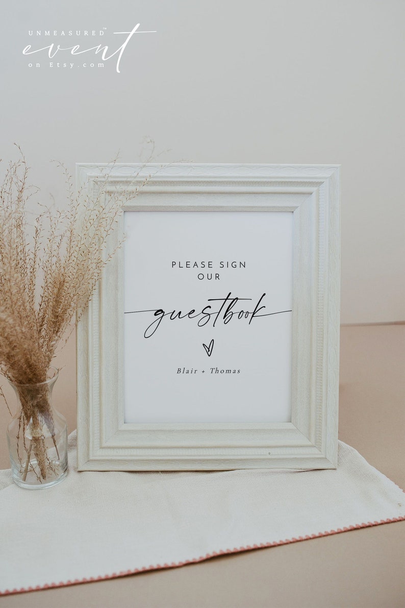 BLAIR Wedding Guest Book Sign, Please Sign Our Guestbook Sign Printable, Modern Guest Book Sign, Minimalist Guestbook Sign, Boho Guestbook image 4