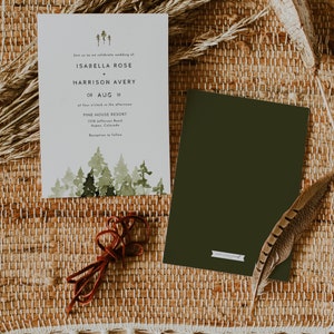 JENNA Pine Wedding Invitation Template Suite, Pine Wedding Invite, Forest Wedding Invite, Mountain Wedding Set, Bohemian Wedding Invites image 4