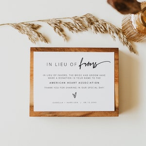 MARLO Modern Bohemian In Lieu of Favors Wedding Charity Donation Card Template