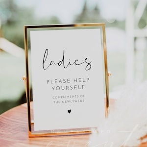 ADELLA Minimalist Ladies Bathroom Sign Template, Wedding Bathroom Basket Sign for Ladies and Gentlemen, Modern Contemporary Wedding Sign DIY