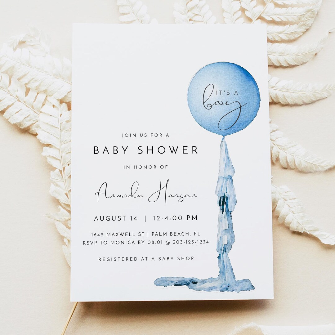 Sjabloon babyshower uitnodiging blauwe ballon, hemelsblauwe babyshower  uitnodiging, Boho Boy babyshower uitnodiging, Instant Download DIY STELLA -  Etsy België, image size:1080x1080