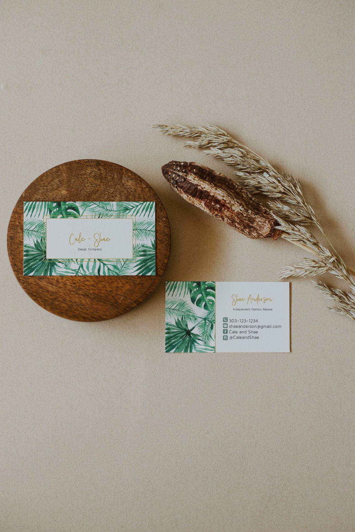 HALI Tropical Business Card Template Palm Leaf Business Etsy