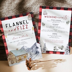 FROST Flannel and Fizz Bachelorette Invite Template, Flannel and Frost Invitation, Flannel and Fling Invitations, Winter Ski Snowboard Cabin