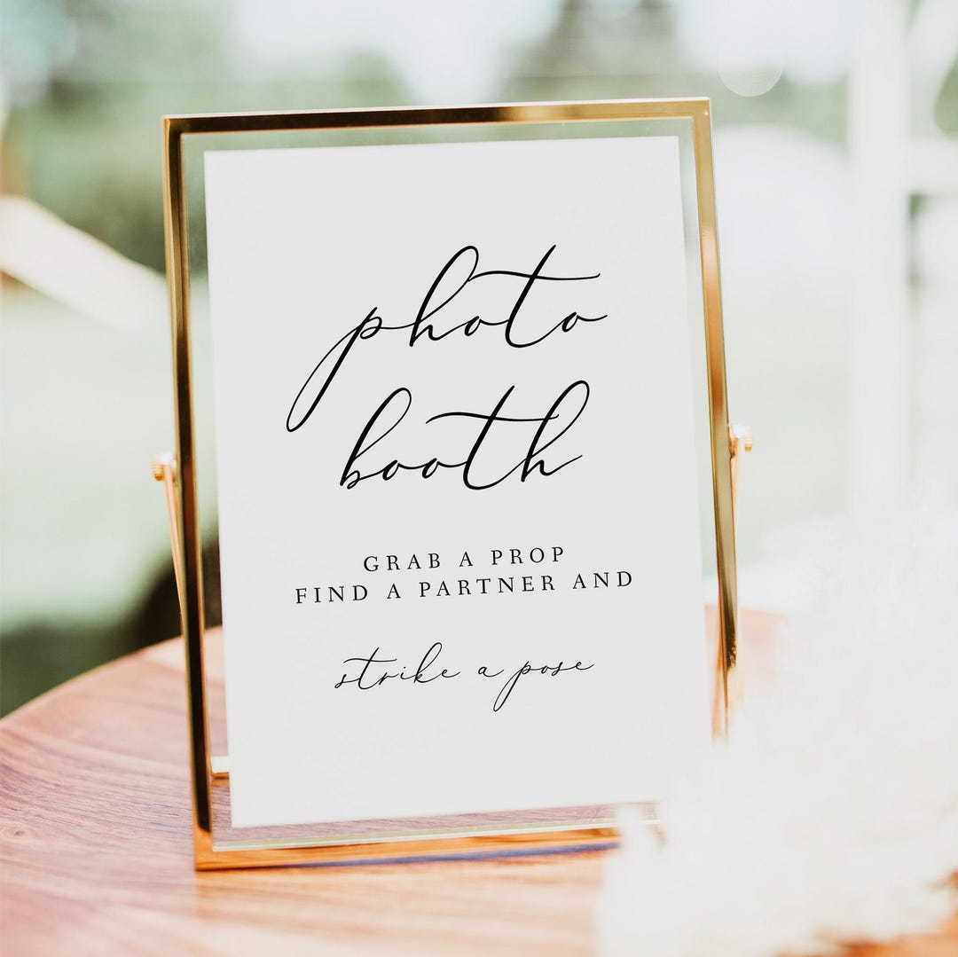 Simple Photo Sign Minimalist Photo Booth Sign Printable, Elegant Wedding Photo Booth Sign ...