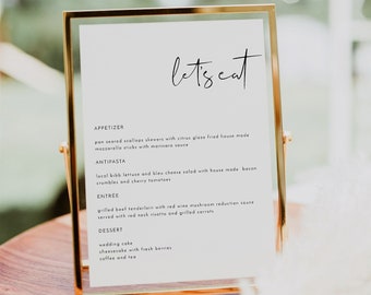 Minimalist 8x10" Menu Template, Modern Menu Printable, Instant Download Dinner Menu Sign, Table Top Dinner Menu Wedding Shower DIY ADELLA