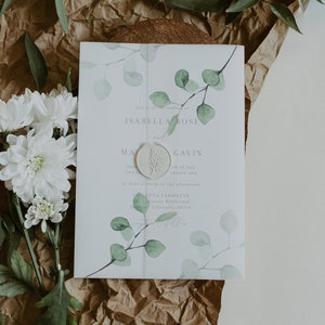 MAE Green Eucalyptus Vellum Wrap Template, Greenery Vellum Jacket Printable, Download instantâneo Vellum Fold Template, Boho Vellum Wrap DIY