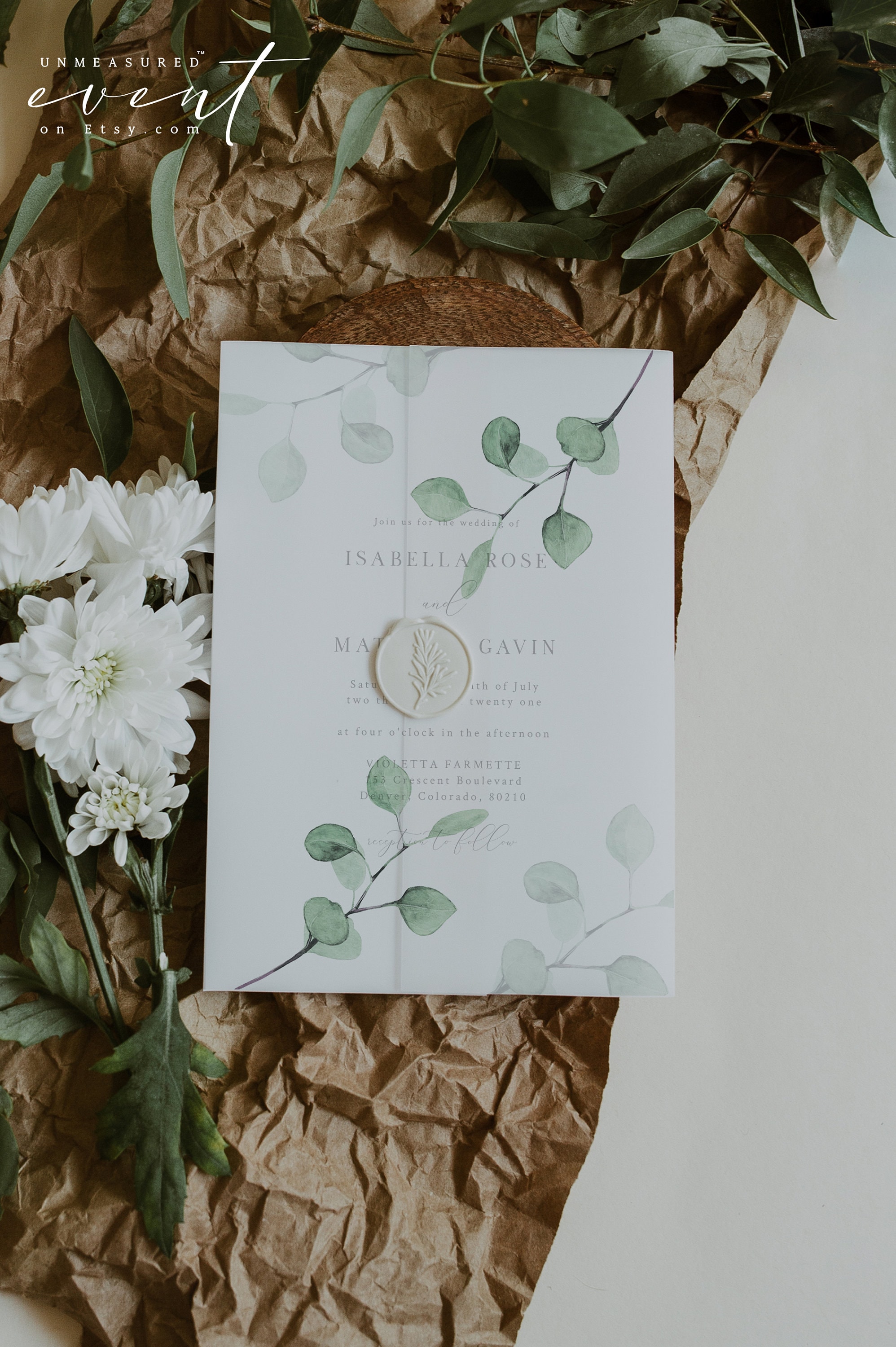 Eucalyptus Vellum Paper, Letter Size Vellum Paper, Printed Eucalyptus  Translucent Paper, DIY Wedding Invitations, DIY Invitations