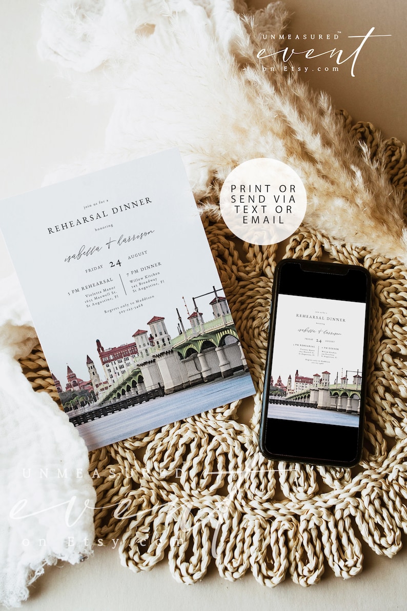 ST AUGUSTINE Rehearsal Dinner Invitation Template Printable Etsy