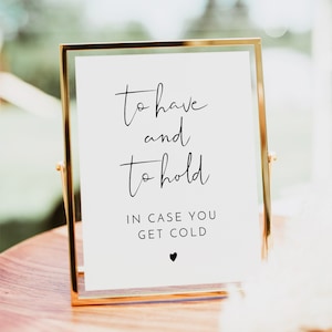 ADELLA Minimalist Blanket Sign Printable, Modern Wedding Pashmina Sign, To Have and To Hold In Case You Get Cold, Wedding Scarf Sign DIY