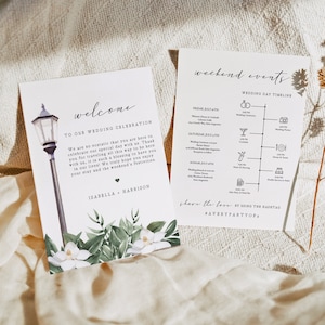 NOLA Wedding Welcome Letter Template, New Orleans Wedding Timeline, Destination Wedding Schedule Order of Events Bourbon Street Magnolias