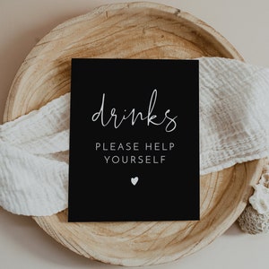 JOVI Drink Sign Printable, Modern Minimalist Wedding Sign, Baby Shower Sign, Bridal Shower Drink Table Sign, Retirement Party  Black