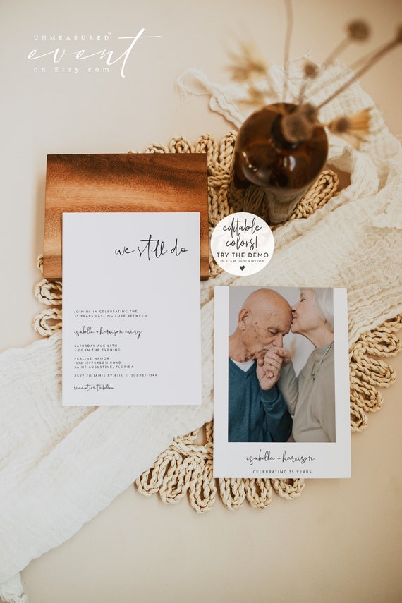 ADELLA Minimalist Vow Renewal Invitation Template, Printable Vow Renewal Invite Photo, We Still Do Invitation, Anniversary Invitation Modern