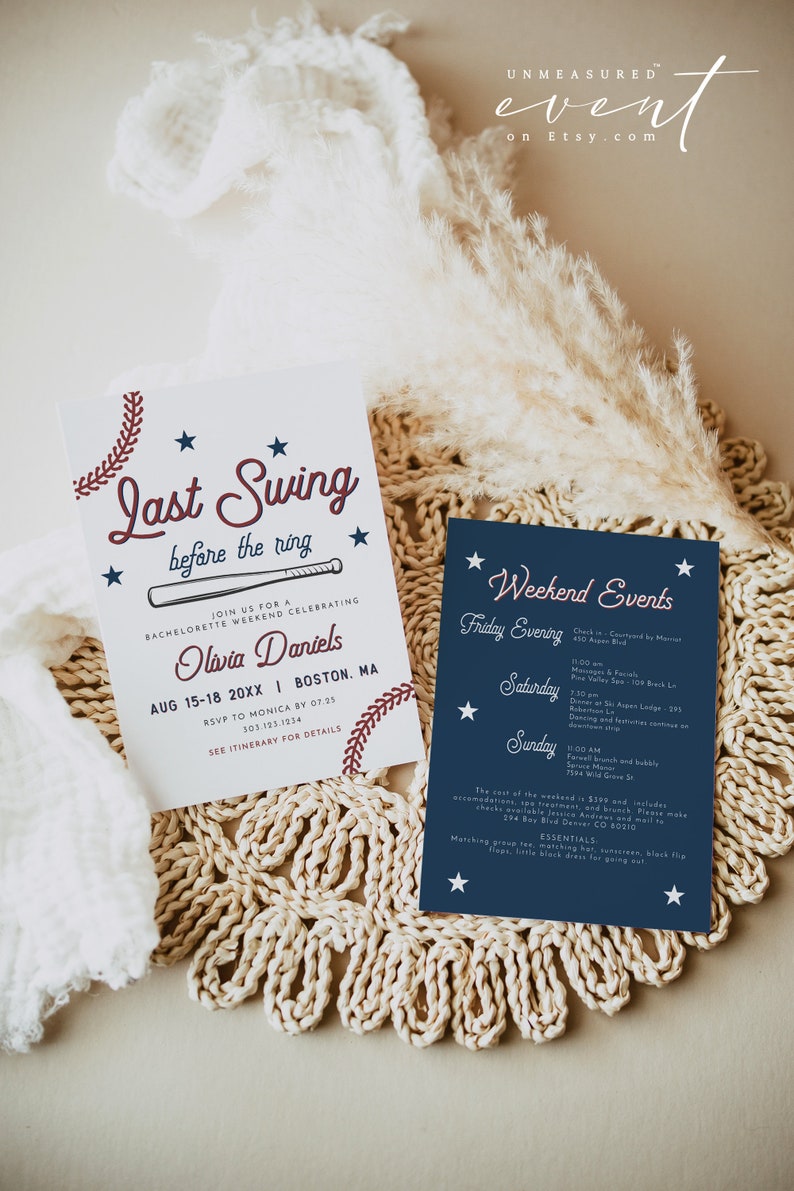 BARRY Baseball Bachelorette Invitation, Last Swing Bachelorette Invite Template, Baseball Itinerary Printable, Baseball Themed Bach Weekend image 3