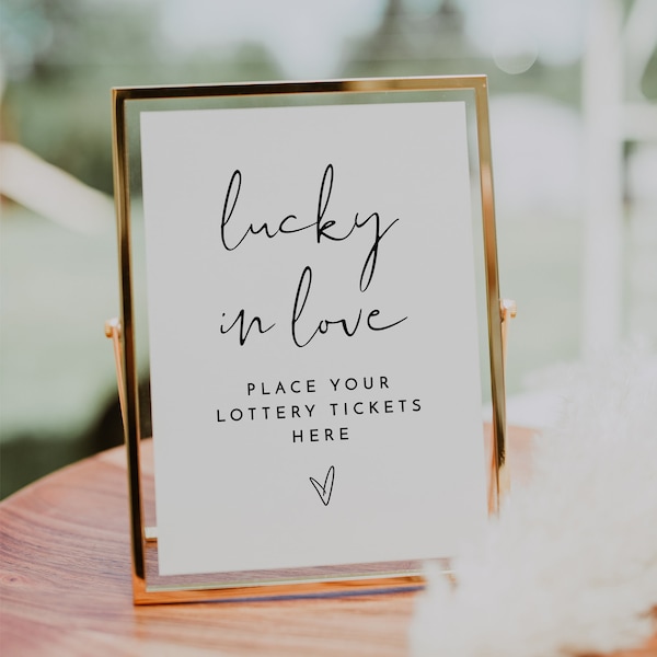 ADELLA Bridal Shower Lottery Game, Minimalist Bridal Shower Game Sign, Modern Bridal Shower Lottery Ticket Scratch Ticket Simple Bohemiam