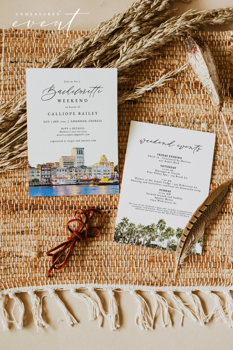 SAVANNAH Bachelorette Invitation & Itinerary Template Etsy