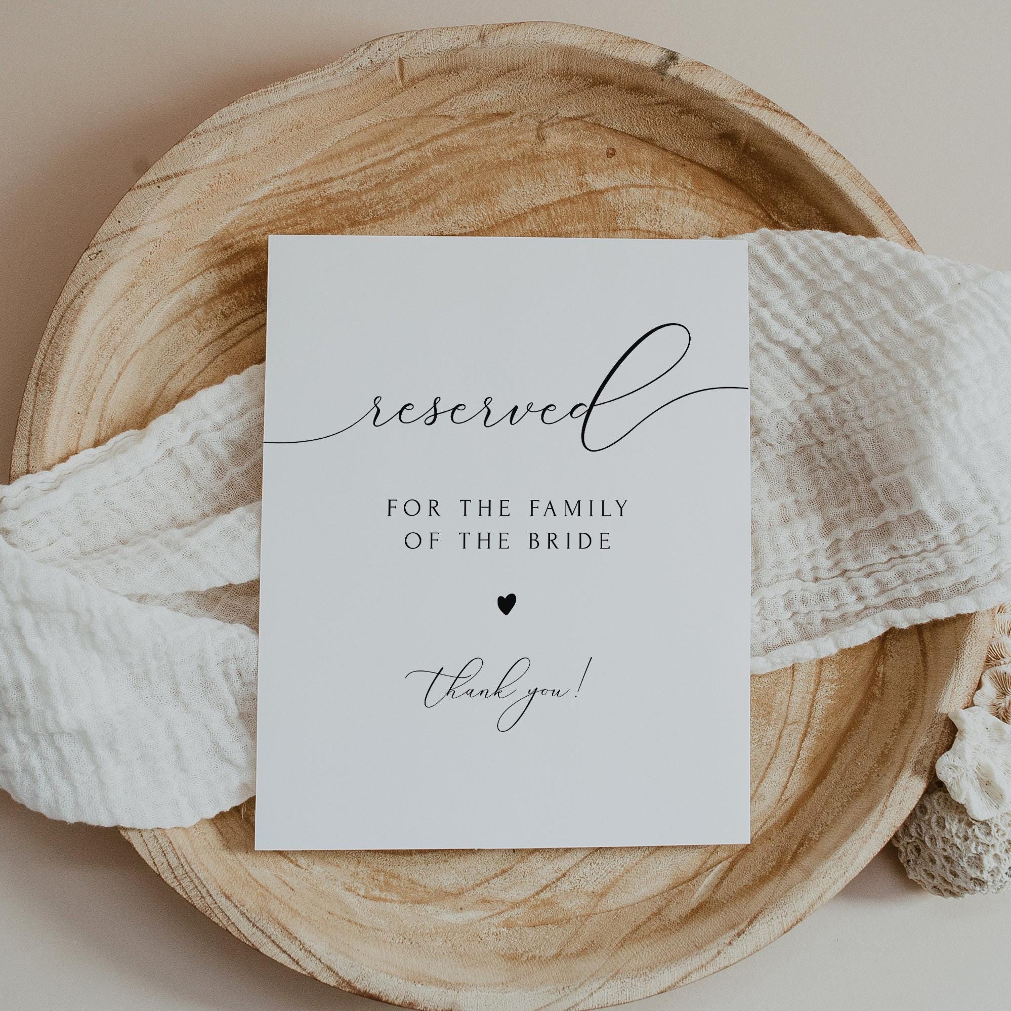 Reserved Script Writing Elegant Script Wedding Reserved Table Sign Template Printable ASHER - Etsy