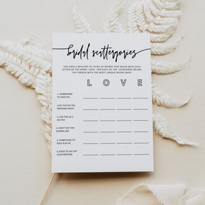 MARLO Scattergories Bridal Shower Game Template, Modern Bridal Shower Games, Minimalist Bridal Shower Games, Printable Bridal Games DIY