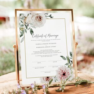 Dusty Rose Heiratsurkunde Vorlage, Blush Hochzeit Heiratsurkunde Andenken, Pink Floral Heiratsurkunde ROBYN