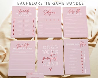 HENLEY Bachelorette Game Bundle, Bachelorette Game Templates, Printable Bachelorette Games, Modern Bachelorette Games, Pink and Red Retro