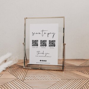 ADELLA Minimalist QR Code Sign Template, Scan to Pay Sign, Modern Small Business Payment Sign, CashApp Payment Sign, Paypal Payment Sign DIY