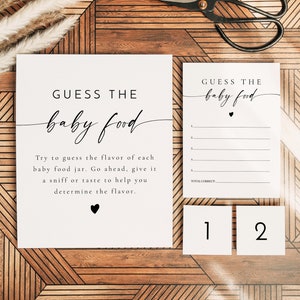 BLAIR Minimalist Gender Neutral Guess The Baby Food Baby Shower Game Printable Template