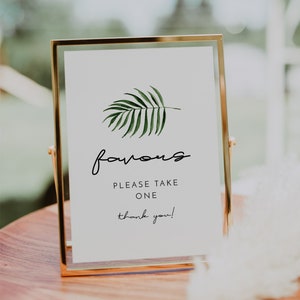 CATE Favors Sign Printable, Tropical Palm Wedding Favor Sign, Please Take a Favor, Sweet Treat Baby Shower Bridal Shower Please Take 1