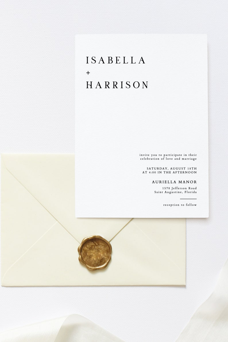 Modern Wedding Invitation Suite Templett Set Harper Minimalist Wedding Invitation Template Set Black and White Wedding Invitation