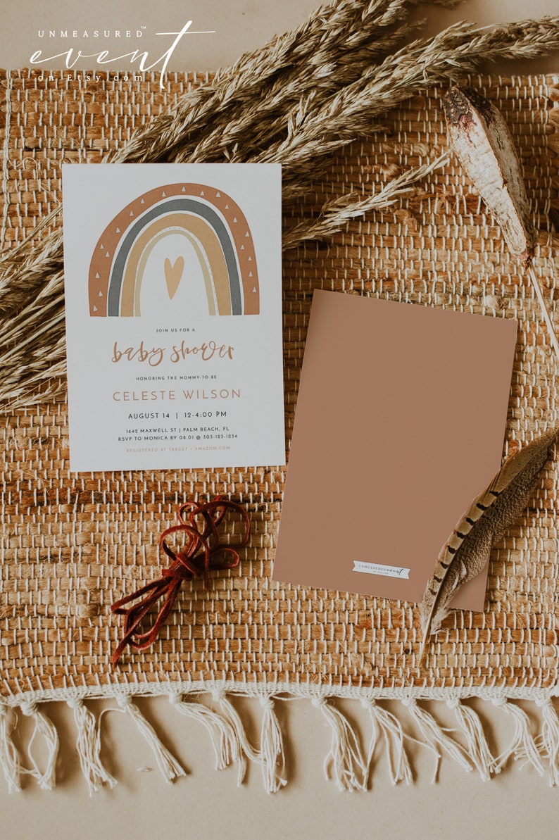 Terracotta Baby Shower Invite Printable Bohemian Rainbow Baby Shower Invitation Template Suite Gender Neutral Baby Shower Boho ANSLEY